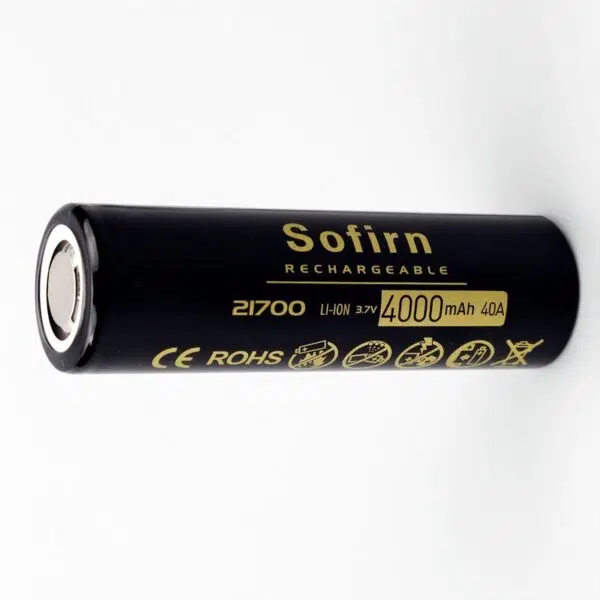 Sofirn 21700 4000mAh Flat Rechargeable Li-ion Battery - 3.7V 40A High-Drain Flat-Top Cell