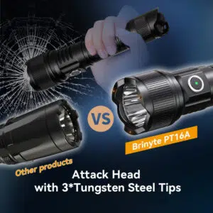 OPEN BOX - Brinyte PT16A 3000 Lumens Rechargeable Tactical Flashlight - SFT70 LED, 458m Beam, USB-C Charging