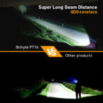 OPEN BOX - Brinyte PT16 2000 Lumens Rechargeable Tactical Flashlight - SFT70 LED, 608m Beam, USB-C Charging