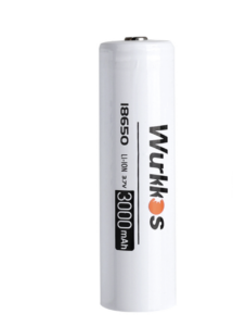 Wurkkos 18650 3000mAh button Top Rechargeable Li-ion Battery - 3.6V High-Capacity button-Top Cell (1 Battery per Pack)