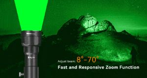 OPEN BOX -Brinyte T40 Green Beam Hunting Flashlight - 1650 Lumens White / Green LED, USB-C Rechargeable, 490m Beam (No Remote Switch)