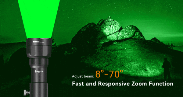 OPEN BOX -Brinyte T40 Green Beam Hunting Flashlight - 1650 Lumens White / Green LED, USB-C Rechargeable, 490m Beam (No Remote Switch) - Image 5