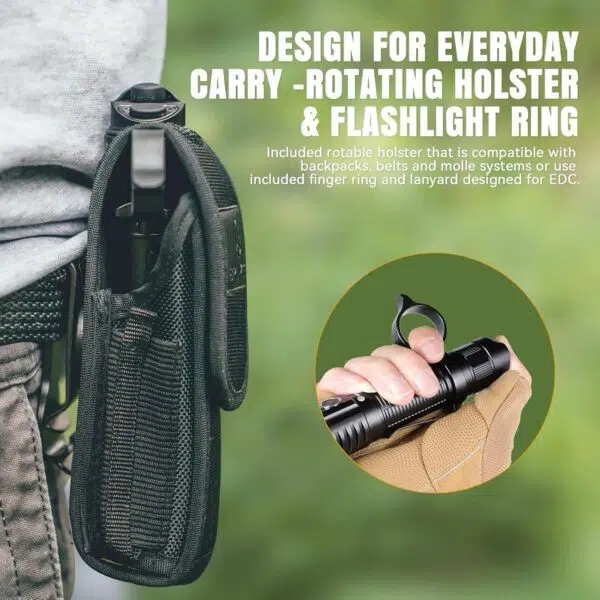OPEN BOX - Brinyte PT16A 3000 Lumens Rechargeable Tactical Flashlight - SFT70 LED, 458m Beam, USB-C Charging - Image 9
