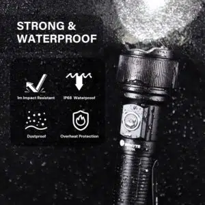 OPEN BOX - Brinyte PT16A 3000 Lumens Rechargeable Tactical Flashlight - SFT70 LED, 458m Beam, USB-C Charging
