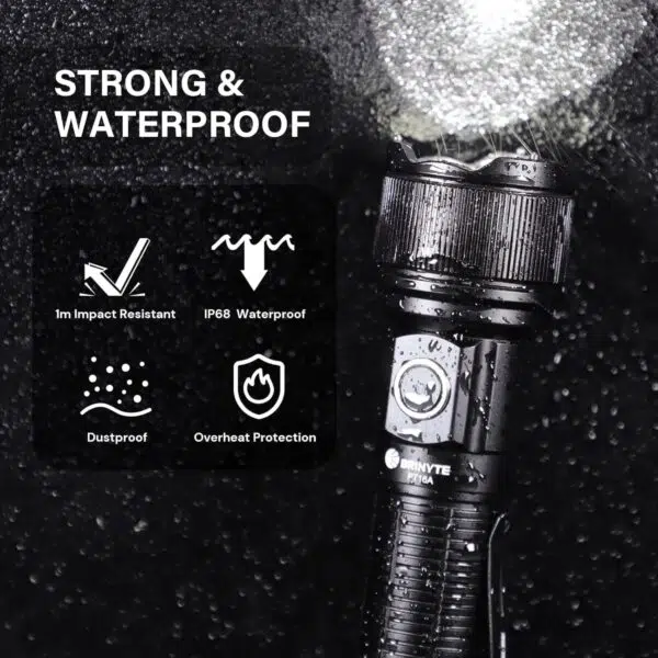 OPEN BOX - Brinyte PT16A 3000 Lumens Rechargeable Tactical Flashlight - SFT70 LED, 458m Beam, USB-C Charging - Image 3