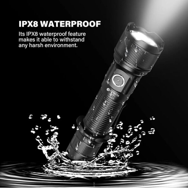 OPEN BOX - Brinyte PT16 2000 Lumens Rechargeable Tactical Flashlight - SFT70 LED, 608m Beam, USB-C Charging - Image 8