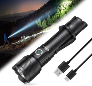 OPEN BOX - Brinyte PT16 2000 Lumens Rechargeable Tactical Flashlight - SFT70 LED, 608m Beam, USB-C Charging