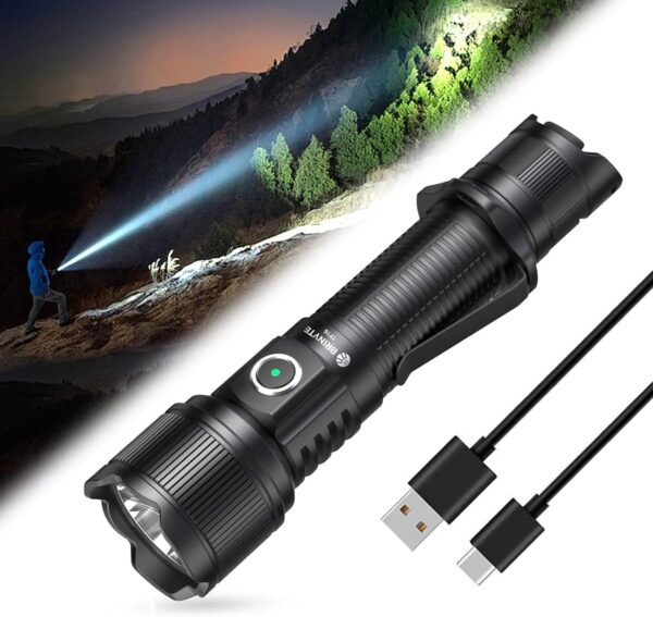 OPEN BOX - Brinyte PT16 2000 Lumens Rechargeable Tactical Flashlight - SFT70 LED, 608m Beam, USB-C Charging - Image 19