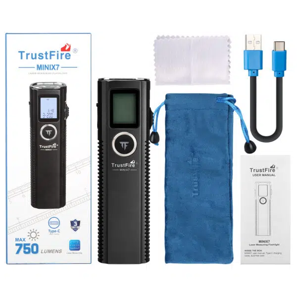 Trustfire MiniX7 Multi-Function Rangefinder Flashlight – 750 Lumens with Laser Distance Measurement & Power Bank - Image 11