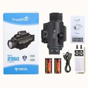 Trustfire GM36L 2350 Lumens Rail-Mount Tactical Flashlight with Green Laser – Unique Lever Switch System