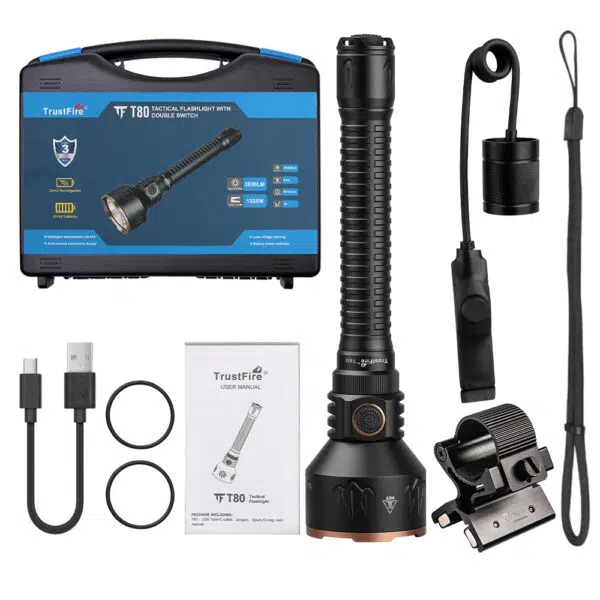 Trustfire T80 B 3800 Lumens Tactical Flashlight with Remote Switch & Scope Mount – 1050m Beam - Image 10