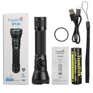 Trustfire MT40 2000 Lumens Magnetic Rechargeable Flashlight – Long Range with Type-C Charging