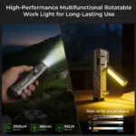 Wurkkos HD05 Foldable 4-in-1 EDC/Work Light – 3100 Lumens Spotlight + Rotating Floodlight Wing + UV + Red Light