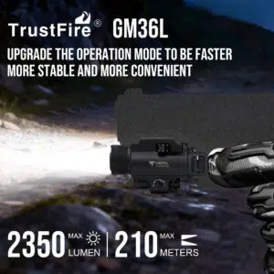 Trustfire GM36L 2350 Lumens Rail-Mount Tactical Flashlight with Green Laser – Unique Lever Switch System