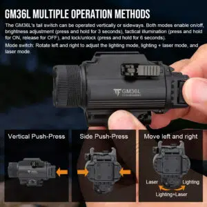 Trustfire GM36L 2350 Lumens Rail-Mount Tactical Flashlight with Green Laser – Unique Lever Switch System