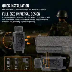 Trustfire GM36L 2350 Lumens Rail-Mount Tactical Flashlight with Green Laser – Unique Lever Switch System