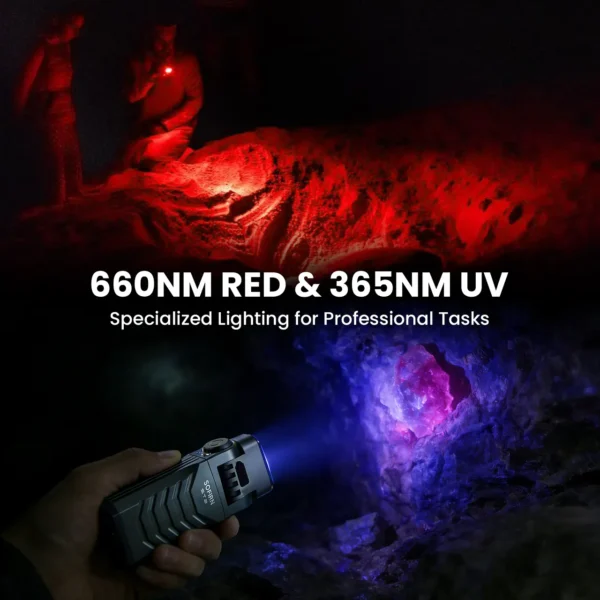 Sofirn ST2 3000 Lumens, 270m, 3-in-1 Rotatable Work Light – White + 660nm Red + 365nm UV with Magnetic Base & Clip - Image 6