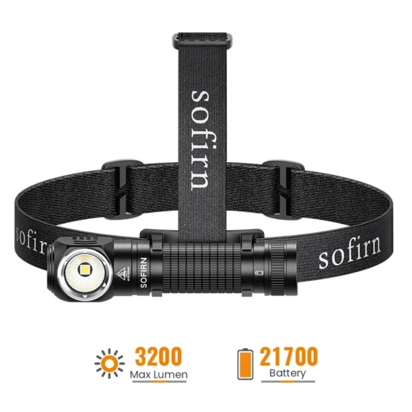 Sofirn HS45 3200 Lumens Headlamp with Active Fan Cooling – 223m Throw, 21700 5500mAh, Hybrid Right-Angle Carry