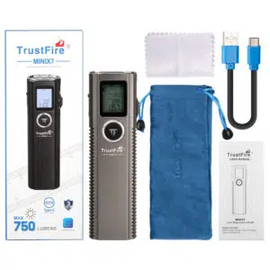 Trustfire MiniX7 Multi-Function Rangefinder Flashlight – 750 Lumens with Laser Distance Measurement & Power Bank
