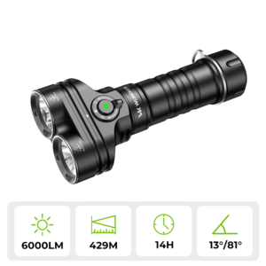 Wurkkos DL05 Dual-Head Dive Light – 6000 Lumens Spot + Flood, 429m Throw, IPX8 100m Waterproof, Detachable 7500mAh Battery