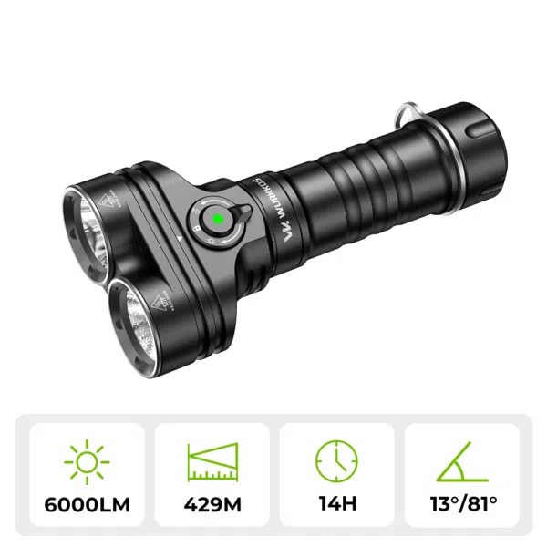 Wurkkos DL05 Dual-Head Dive Light – 6000 Lumens Spot + Flood, 429m Throw, IPX8 100m Waterproof, Detachable 7500mAh Battery - Image 2