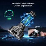 Wurkkos DL05 Dual-Head Dive Light – 6000 Lumens Spot + Flood, 429m Throw, IPX8 100m Waterproof, Detachable 7500mAh Battery