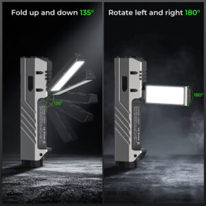 Wurkkos HD05 Foldable 4-in-1 EDC/Work Light – 3100 Lumens Spotlight + Rotating Floodlight Wing + UV + Red Light