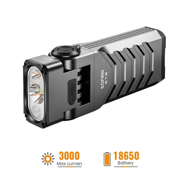 Sofirn ST2 3000 Lumens, 270m, 3-in-1 Rotatable Work Light – White + 660nm Red + 365nm UV with Magnetic Base & Clip - Image 2