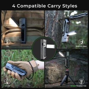 Wurkkos HD05 Foldable 4-in-1 EDC/Work Light – 3100 Lumens Spotlight + Rotating Floodlight Wing + UV + Red Light