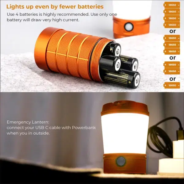 Sofirn BLF LT1 Anduril Variable Tint Camping Lantern – 700 Lumens, 4x 18650, USB-C Power Bank - Image 4
