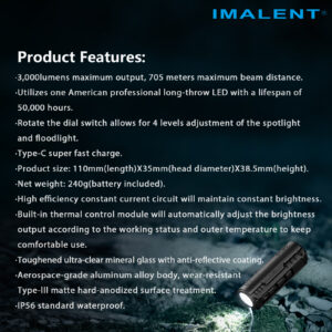 Imalent BTL50 digital zoom flashlight, product photo 13