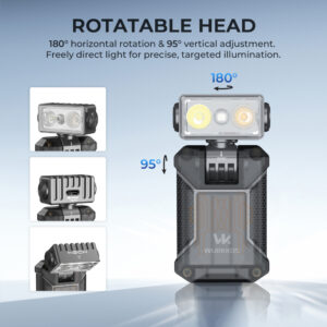 Wurkkos HD04 Rotating Head EDC Flashlight – 750 Lumens, 120meter Spotlight + Floodlight + RGB with Magnetic Tail