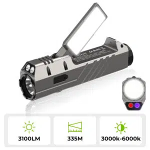 Wurkkos HD05 Foldable 4-in-1 EDC/Work Light – 3100 Lumens Spotlight + Rotating Floodlight Wing + UV + Red Light