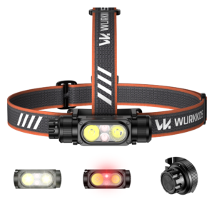 Wurkkos HD17 Powerful Headlamp – 2500 Lumens Spot + Flood + Red, 220m Throw, Magnetic Rotary Switch, 18650 USB-C
