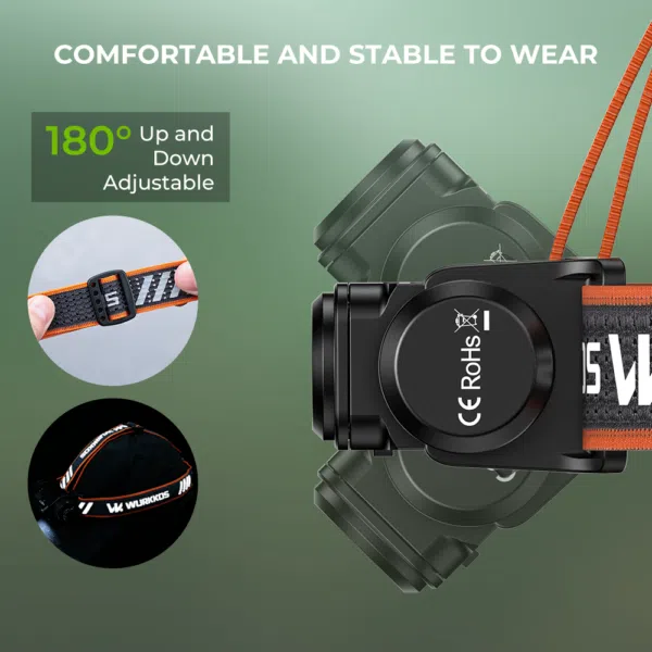Wurkkos HD17 Powerful Headlamp – 2500 Lumens Spot + Flood + Red, 220m Throw, Magnetic Rotary Switch, 18650 USB-C - Image 4
