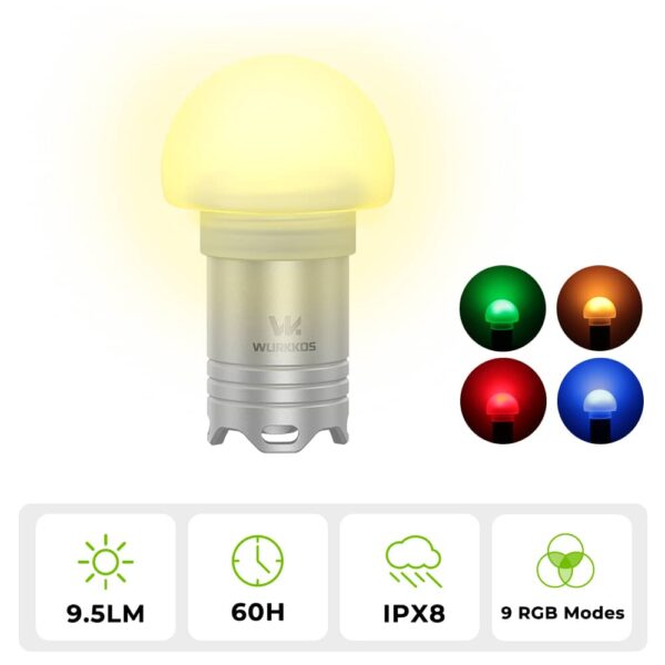 Wurkkos DL04 RGB Signal Light – Jellyfish 360° Design, 9 RGB Modes + Warm White, IPX8 100m Waterproof - Image 2