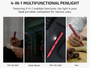 Olight O'Pen 3 Four-in-One EDC Pen with White & Red Clip Light, Pen Tip Ring Light & Green Laser – USB-C Rechargeable
