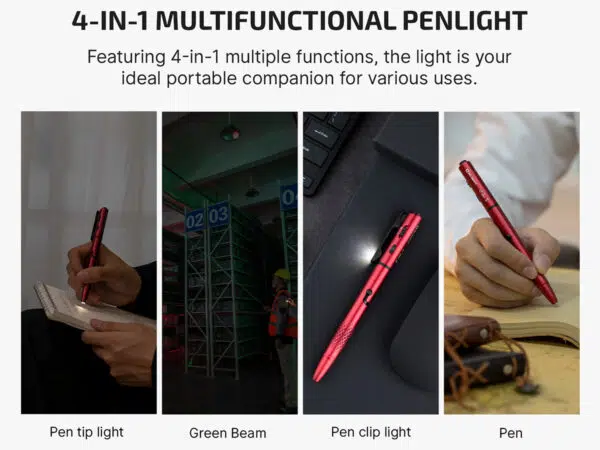 Olight O'Pen 3 Four-in-One EDC Pen with White & Red Clip Light, Pen Tip Ring Light & Green Laser – USB-C Rechargeable - Image 11