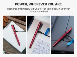 Olight O'Pen 3 Four-in-One EDC Pen with White & Red Clip Light, Pen Tip Ring Light & Green Laser – USB-C Rechargeable