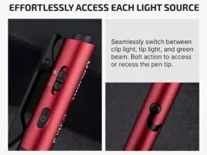 Olight O'Pen 3 Four-in-One EDC Pen with White & Red Clip Light, Pen Tip Ring Light & Green Laser – USB-C Rechargeable
