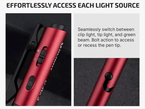 Olight O'Pen 3 Four-in-One EDC Pen with White & Red Clip Light, Pen Tip Ring Light & Green Laser – USB-C Rechargeable - Image 13