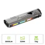 Wurkkos TD11 Smart OLED Tactical Flashlight – 3000 Lumens, 320m Throw, Dual Tail Switches + Real-Time Display