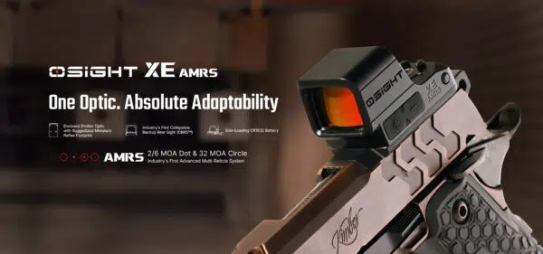 Osight XE AMRS Enclosed Red Dot Sight – 2/6+32 MOA Multi-Reticle, Side-Loading Battery, RMR Footprint, Collapsible Backup Sight - Image 7