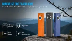 TrustFire MiniX6-SE EDC Flashlight – 1500 Lumens + UV Light, Magnetic Tail, Type-C Charging