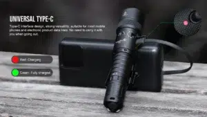 TrustFire R9 Tactical Flashlight with Green Laser – 2100 Lumens, 240m Throw, Picatinny Rail Mount