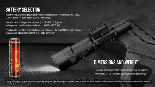 TrustFire R9 Tactical Flashlight with Green Laser – 2100 Lumens, 240m Throw, Picatinny Rail Mount - Image 19