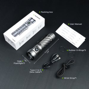 Wurkkos TS26 Anduril 2 EDC Flashlight – 3470 Lumens, 197m Throw, RGB AUX, USB-C Reverse Charging, Magnetic Tail