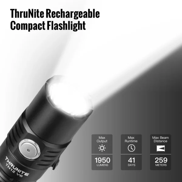 ThruNite TN12 V6 – 1950 Lumens, 259 m Throw, Dual Switch 18650 USB-C - Image 2