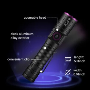 OPEN BOX Sofirn SV87 365 nm UV Flashlight – 5 W Zoom Black Light, USB-C, 18650, 82 g